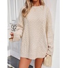 image:imageZESICA Womens 2026 Fall Oversized Chunky Cable Knit Tunic SweatersApricot