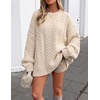 image:imageZESICA Womens 2026 Fall Oversized Chunky Cable Knit Tunic SweatersApricot
