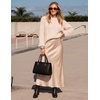 image:imageZESICA Womens 2026 Fall Oversized Chunky Cable Knit Tunic SweatersApricot