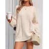 image:imageZESICA Womens 2026 Fall Oversized Chunky Cable Knit Tunic SweatersApricot