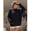 image:imageZESICA Womens 2026 Fall Oversized Chunky Cable Knit Tunic SweatersBlack