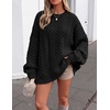 image:imageZESICA Womens 2026 Fall Oversized Chunky Cable Knit Tunic SweatersBlack