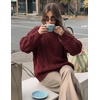 image:imageZESICA Womens 2026 Fall Oversized Chunky Cable Knit Tunic SweatersBurgundy