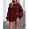 image:imageZESICA Womens 2026 Fall Oversized Chunky Cable Knit Tunic SweatersBurgundy