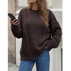 image:imageZESICA Womens 2026 Fall Oversized Chunky Cable Knit Tunic SweatersCoffee