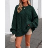 image:imageZESICA Womens 2026 Fall Oversized Chunky Cable Knit Tunic SweatersDarkgreen
