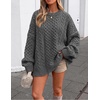 image:imageZESICA Womens 2026 Fall Oversized Chunky Cable Knit Tunic SweatersGray
