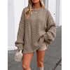 image:imageZESICA Womens 2026 Fall Oversized Chunky Cable Knit Tunic SweatersKhaki