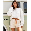 image:imageZESICA Womens 2026 Fall Oversized Chunky Cable Knit Tunic SweatersWhite