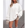 image:imageZESICA Womens 2026 Fall Oversized Chunky Cable Knit Tunic SweatersWhite
