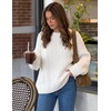 image:imageZESICA Womens 2026 Fall Oversized Chunky Cable Knit Tunic SweatersWhite