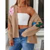 image:imageZESICA Womens 2026 Spring Floral Cardigan Sweaters Casual Long Sleeve Open Front Button Down V Neck Knit SweaterKhaki