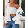 image:imageZESICA Womens 2026 Spring Floral Cardigan Sweaters Casual Long Sleeve Open Front Button Down V Neck Knit SweaterWhite