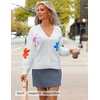 image:imageZESICA Womens 2026 Spring Floral Cardigan Sweaters Casual Long Sleeve Open Front Button Down V Neck Knit SweaterWhite