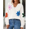 image:imageZESICA Womens 2026 Spring Floral Cardigan Sweaters Casual Long Sleeve Open Front Button Down V Neck Knit SweaterWhite