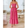 image:imageZESICA Womens 2026 Summer Boho Strapless Maxi DressesHot Pink