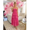 image:imageZESICA Womens 2026 Summer Boho Strapless Maxi DressesHot Pink