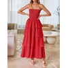 image:imageZESICA Womens 2026 Summer Boho Strapless Maxi DressesRed