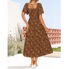image:imageZESICA Womens 2026 Summer Boho Wedding Guest Midi DressesCaramel