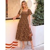 image:imageZESICA Womens 2026 Summer Boho Wedding Guest Midi DressesCaramel