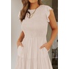 image:imageZESICA Womens 2026 Summer Casual Flutter Short Sleeve Smocked Midi DressApricot