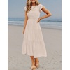 image:imageZESICA Womens 2026 Summer Casual Flutter Short Sleeve Smocked Midi DressApricot