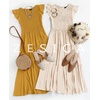 image:imageZESICA Womens 2026 Summer Casual Flutter Short Sleeve Smocked Midi DressApricot