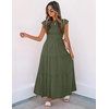 image:imageZESICA Womens 2026 Summer Casual Flutter Short Sleeve Smocked Midi DressArmy Green