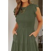 image:imageZESICA Womens 2026 Summer Casual Flutter Short Sleeve Smocked Midi DressArmy Green