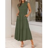 image:imageZESICA Womens 2026 Summer Casual Flutter Short Sleeve Smocked Midi DressArmy Green