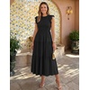 image:imageZESICA Womens 2026 Summer Casual Flutter Short Sleeve Smocked Midi DressBlack