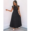 image:imageZESICA Womens 2026 Summer Casual Flutter Short Sleeve Smocked Midi DressBlack