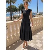 image:imageZESICA Womens 2026 Summer Casual Flutter Short Sleeve Smocked Midi DressBlack