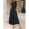 image:imageZESICA Womens 2026 Summer Casual Flutter Short Sleeve Smocked Midi DressBlack