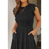 image:imageZESICA Womens 2026 Summer Casual Flutter Short Sleeve Smocked Midi DressBlack