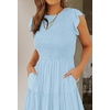 image:imageZESICA Womens 2026 Summer Casual Flutter Short Sleeve Smocked Midi DressBlue