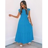 image:imageZESICA Womens 2026 Summer Casual Flutter Short Sleeve Smocked Midi DressCobalt Blue
