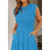 image:imageZESICA Womens 2026 Summer Casual Flutter Short Sleeve Smocked Midi DressCobalt Blue
