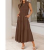 image:imageZESICA Womens 2026 Summer Casual Flutter Short Sleeve Smocked Midi DressCoffee