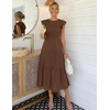 image:imageZESICA Womens 2026 Summer Casual Flutter Short Sleeve Smocked Midi DressCoffee