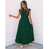 image:imageZESICA Womens 2026 Summer Casual Flutter Short Sleeve Smocked Midi DressDark Green