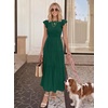 image:imageZESICA Womens 2026 Summer Casual Flutter Short Sleeve Smocked Midi DressDark Green