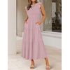 image:imageZESICA Womens 2026 Summer Casual Flutter Short Sleeve Smocked Midi DressDark Pink