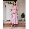 image:imageZESICA Womens 2026 Summer Casual Flutter Short Sleeve Smocked Midi DressDark Pink