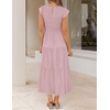 image:imageZESICA Womens 2026 Summer Casual Flutter Short Sleeve Smocked Midi DressDark Pink