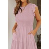image:imageZESICA Womens 2026 Summer Casual Flutter Short Sleeve Smocked Midi DressDark Pink