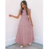 image:imageZESICA Womens 2026 Summer Casual Flutter Short Sleeve Smocked Midi DressDark Pink