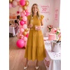 image:imageZESICA Womens 2026 Summer Casual Flutter Short Sleeve Smocked Midi DressGinger