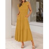 image:imageZESICA Womens 2026 Summer Casual Flutter Short Sleeve Smocked Midi DressGinger