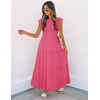 image:imageZESICA Womens 2026 Summer Casual Flutter Short Sleeve Smocked Midi DressHot Pink